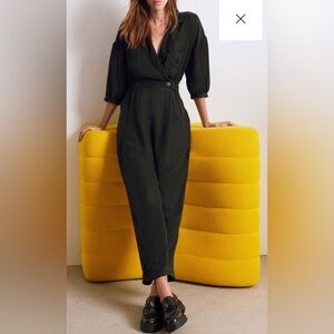 Ba&sh Aida Notched-Collar Cropped Jumpsuit